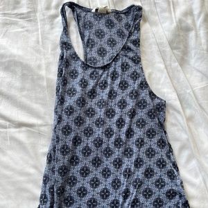 H&M, Blue Patterned Tank Top, Razorback detail, Size S